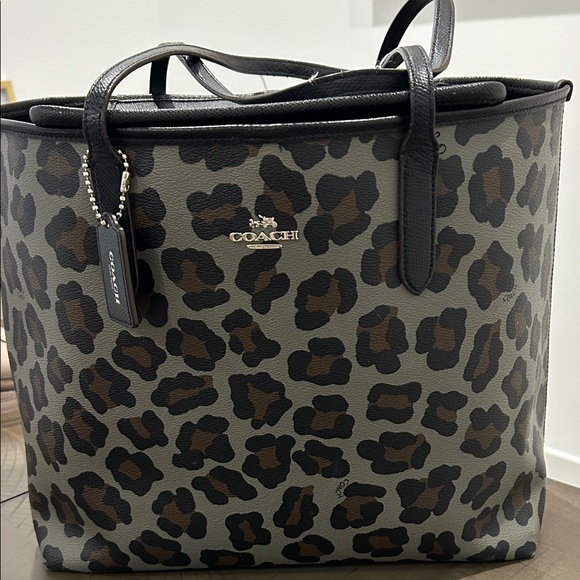 Coach Leopard Print Tote in Black and Brown - Picture 1 of 11